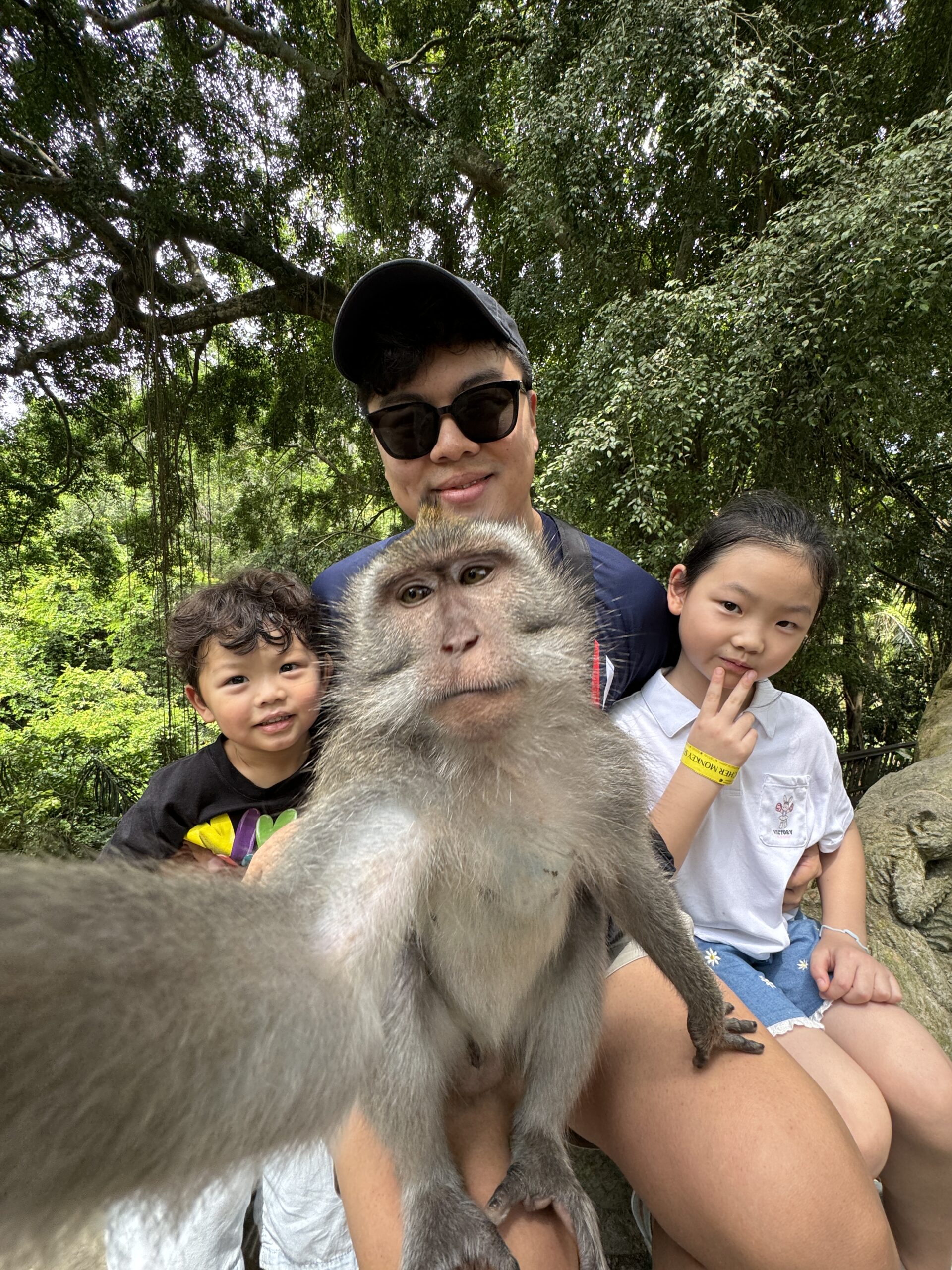 원숭이와 셀카 찍는 가족