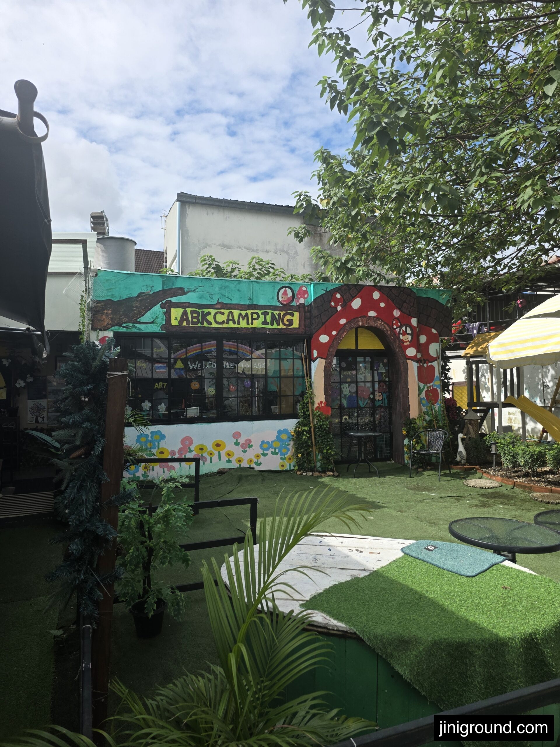 ABK Art and Studio exterior with colorful mural and green garden in Chiang Mai Thailand