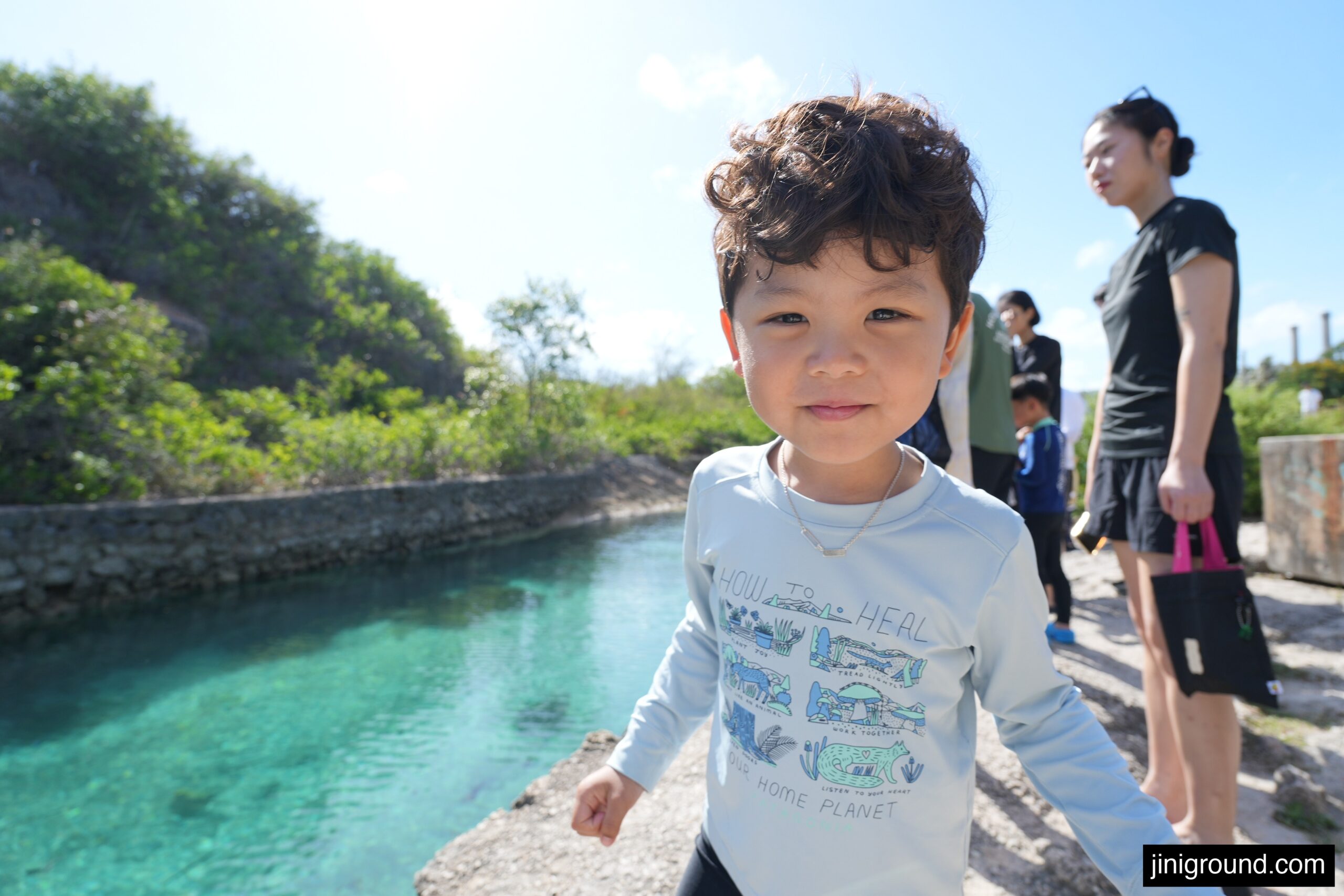 6 year old boy smiling at emerald valley scenic spot in Guam