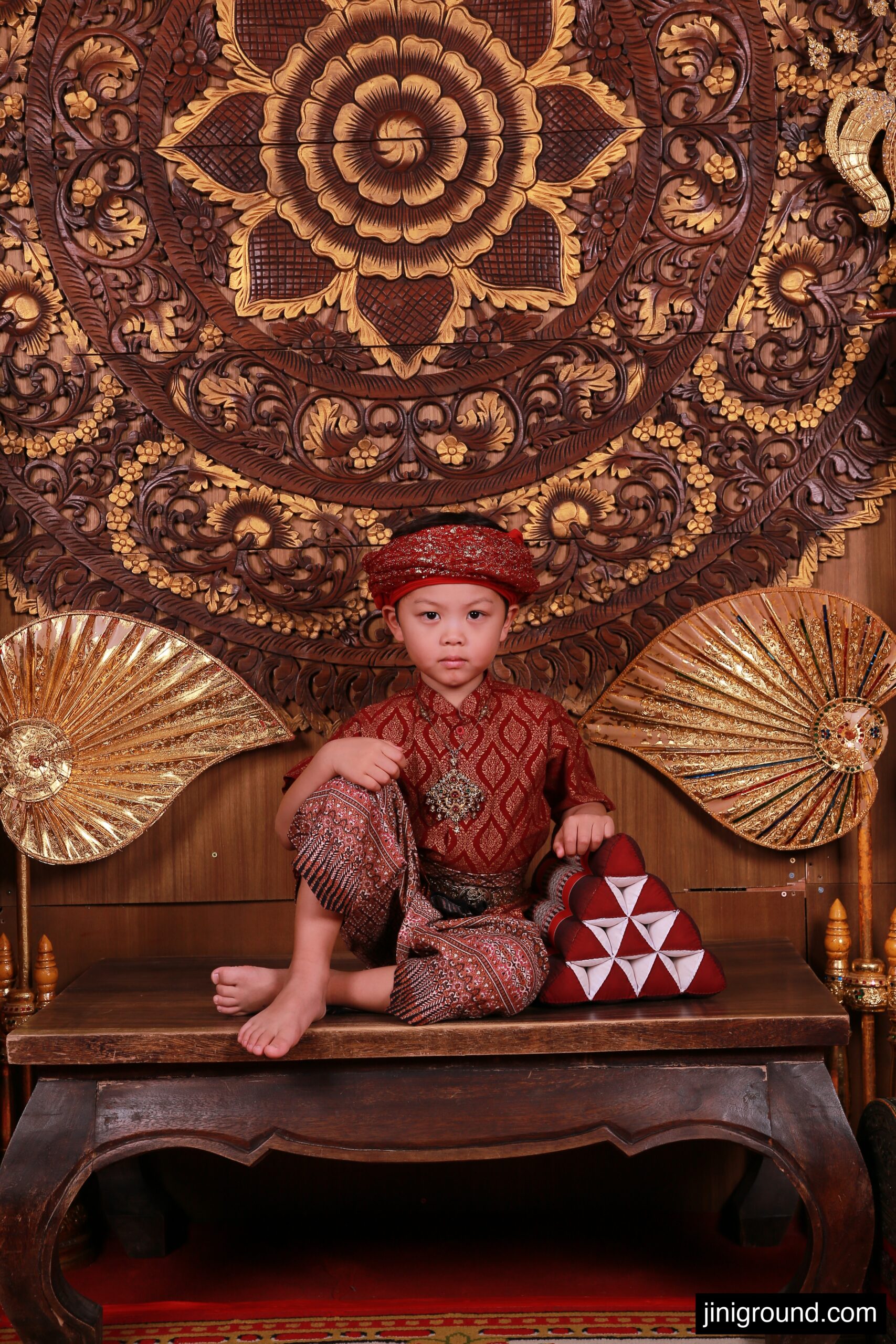 boy in Thai traditional costume lying pose professional retouched photo Nakara Chiang Mai