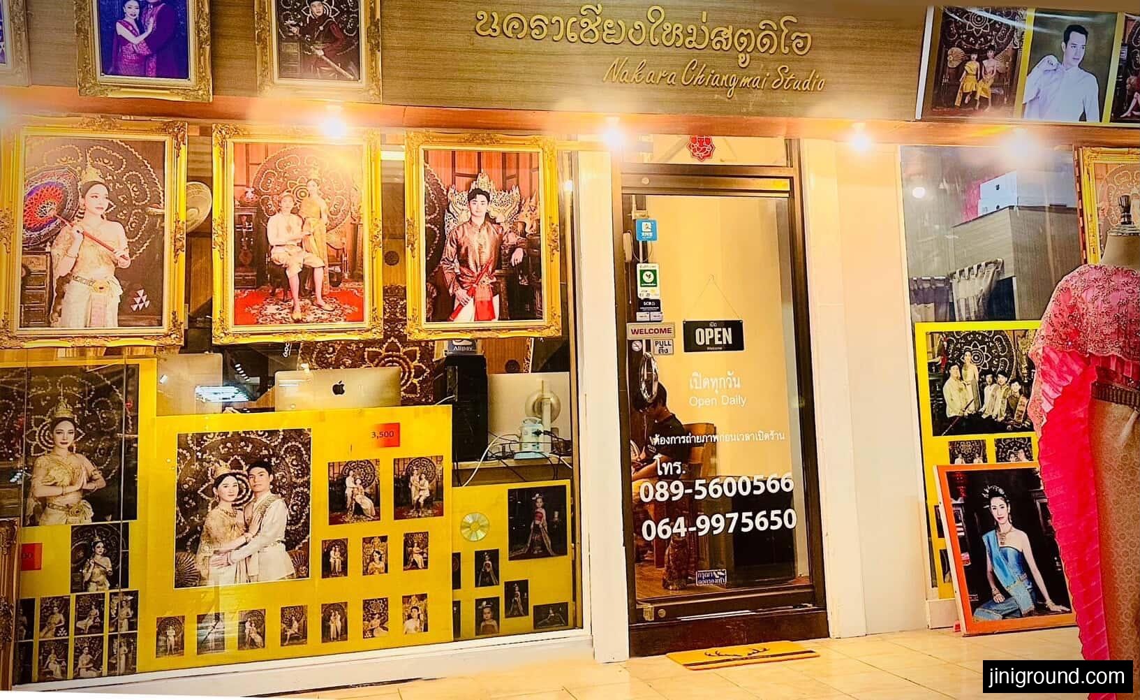Nakara Chiangmai Studio storefront with traditional costume photos displayed